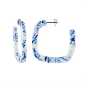 Machete Midi Square Hoops in Lavender Toile